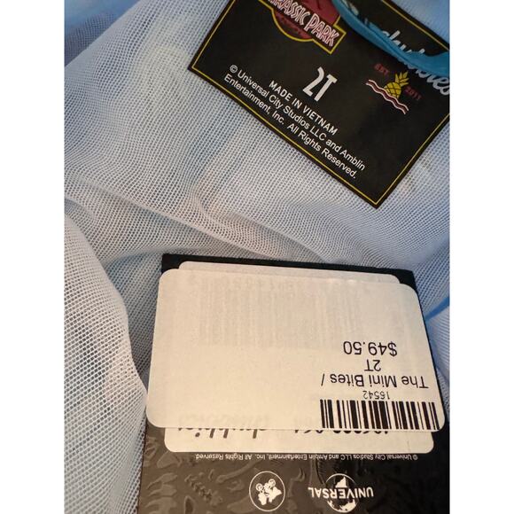 NEW CHUBBIES X Jurassic Park Kids Blue The Mini Bites Beach Swim Trunk Size 2T - Picture 6 of 6